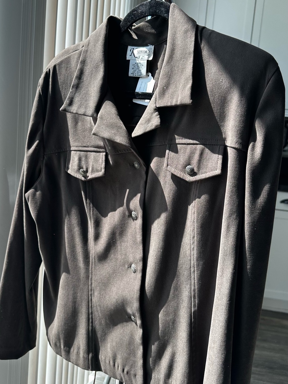 Women's Western Olive Green Button-Front Jacket Lace Up Back -Large